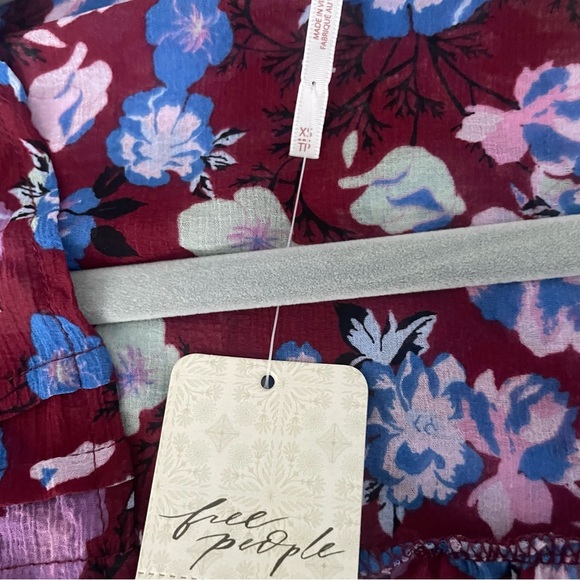 Free People Floral Maybel Shiraz Combo Top Size XS - Picture 4 of 9